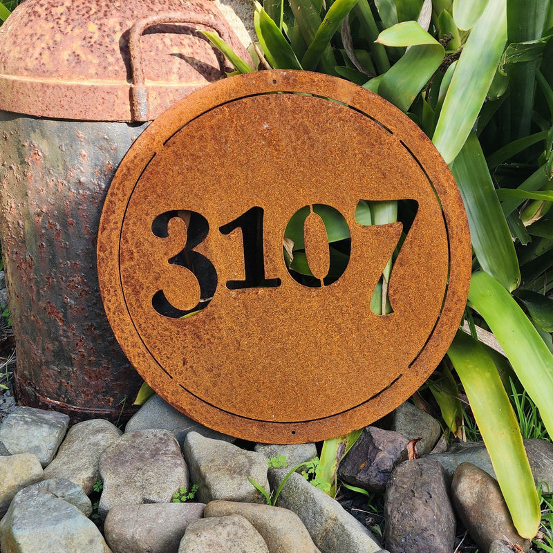 Custom street number in corten steel