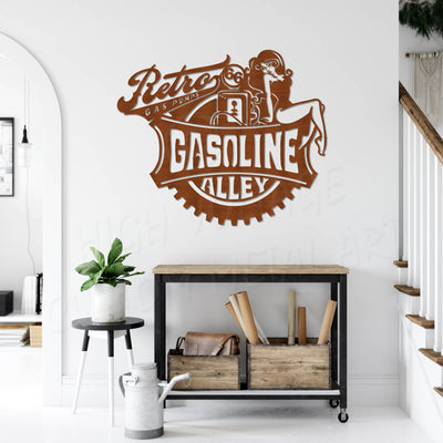 gasoline alley steel man cave wall art