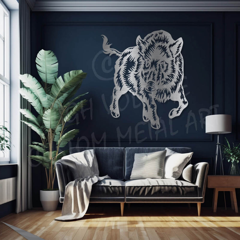 wild boar steel wall art